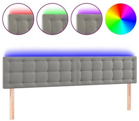Κεφαλάρι Κρεβατιού LED Ανοιχτό Γκρι 180x5x78/88 εκ. Βελούδινο - Γκρι