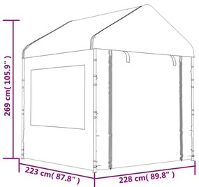 Κιόσκι με Τέντα Λευκό 8,92 x 2,28 x 2,69 μ. από Πολυαιθυλένιο - Λευκό