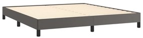 vidaXL Κρεβάτι Boxspring με Στρώμα Γκρι 180x200 εκ. Συνθετικό Δέρμα