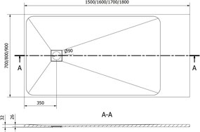 Mexen Bert ορθογώνιος ντους SMC 160 x 70 cm, λευκό - 4K107016