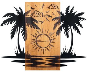 Διακοσμητικό Τοίχου Hawaii 279ENZ1852 74x57,5cm Walnut-Black Wallity Μέταλλο,Ξύλο