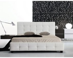 FIDEL Κρεβάτι Διπλό, για Στρώμα 150x200cm, PU Άσπρο 158x215x107cm