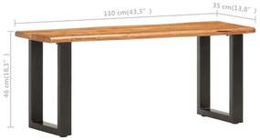 vidaXL Πάγκος Live Edge 110 εκ. από Μασίφ Ξύλο Ακακίας και Ατσάλι