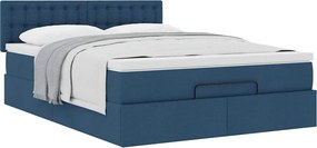 vidaXL Οθωμανικό κρεβάτι με στρώμα μπλε 140x200cm ύφασμα