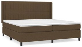 vidaXL Κρεβάτι Boxspring με Στρώμα Σκούρο Καφέ 200x200 εκ. Υφασμάτινο