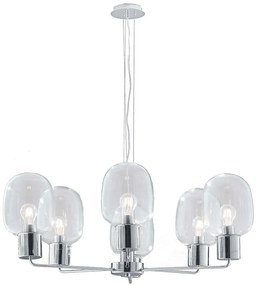 Φωτιστικό Οροφής Fellini I-FELLINI-S6 6xE27 Led Φ98cm 150cm Chrome Luce Ambiente Design Metal, Glass