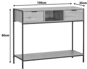 Κονσόλα Regando σε oak απόχρωση με μαύρο μέταλλο 100x35x80εκ 100x35x80 εκ.