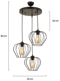 ΦΩΤΙΣΤΙΚΟ ΟΡΟΦΗΣ 3ΦΩΤΟ ΜΕΤΑΛΛΙΚΟ ΜΑΥΡΟ HM7564.01 40x80Υ εκ.