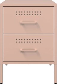 vidaXL Κομοδίνο Ροζ 36x39x50,5 εκ. από Χάλυβα