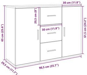 ΜΠΟΥΦΕΣ ΓΚΡΙ SONOMA 90,5X29,5X65 ΕΚ. ΑΠΟ ΕΠΕΞΕΡΓΑΣΜΕΝΟ ΞΥΛΟ 849879