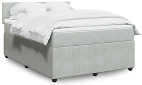 vidaXL Κρεβάτι Boxspring με Στρώμα Ανοιχτό Γκρι 140x200 εκ. Βελούδινο