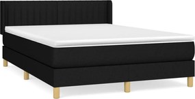 vidaXL Κρεβάτι Boxspring με Στρώμα Μαύρο 140x200 εκ. Υφασμάτινο
