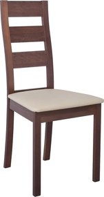 MILLER Καρέκλα Οξιά Καρυδί, PVC Εκρού   2τμχ