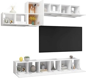 vidaXL Έπιπλα Τηλεόρασης Σετ 8 Τεμαχίων Λευκό από Επεξ. Ξύλο