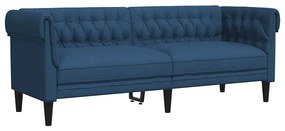 vidaXL Καναπές Τριθέσιος Chesterfield Μπλε Υφασμάτινος