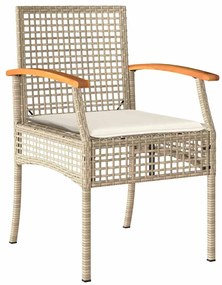 vidaXL Σέτ φαγητού για κήπο 3 pcs Μπεζ συνθετικό ρατάν