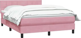 vidaXL Κρεβάτι Boxspring με Στρώμα Ροζ 140x210 εκ. Βελούδινο