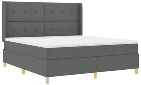 vidaXL Κρεβάτι Box Spring με Στρώμα & LED  Γκρι 180x200 εκ. Υφασμάτινο