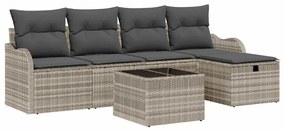 vidaXL Σετ Καναπέ Κήπου με μαξιλάρι 6 pcs Ανοιχτό γκρι συνθετικό ρατάν