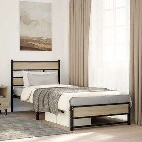 VidaXL Σκελετός Κρεβ. Χωρίς Στρώμα Sonoma Δρυς 90x190 εκ. Μεταλλικό