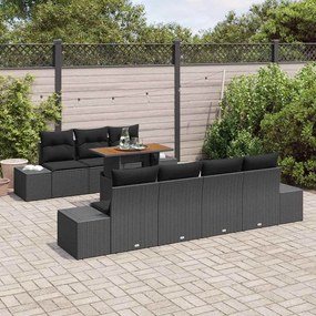 vidaXL Σετ Καναπέ Κήπου με αποθήκευση 8 pcs Μαύρο Πολυ ράταν
