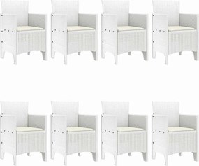 vidaXL Σέτ φαγητού για κήπο 9 pcs Λευκό Πολυπροπυλένιο