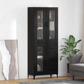 Highboard Μαύρη Οξυά 69,5 x 34 x 180 εκ. Επεξεργασμένο ξύλο