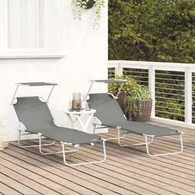 vidaXL Ξαπλώστρα 2 pcs Γκρι 58 x 188 x 77 εκ. Πολυεστέρας