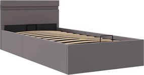 vidaXL Πλαίσιο Κρεβατιού Αποθ. Χώρο/LED Γκρι 100x200 εκ. Δερματίνη