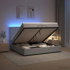 vidaXL Κρεβάτι Ottoman με Στρώμα και LED Ανοιχτό γκρι 200 x 200 cm