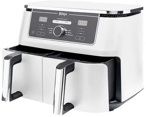 Ninja AF400EUWH διπλή φριτέζα θερμού αέρα, 2470W, 9,5 l, 6 προγράμματα, 40-240 C, ανεξάρτητες ζώνες, Λευκό
