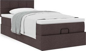 vidaXL Οθωμανικό κρεβάτι με στρώμα σκούρο καφέ 90x190cm ύφασμα