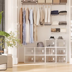 HOMCOM Σετ 18 τεμαχίων, Στοίβαξη κουτιών παπουτσιών για παπούτσια έως μέγεθος 45, Μαγνητικές πόρτες, Πλαστικό, 28 x 36 x 21 cm