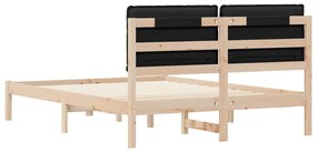 vidaXL Σκελετός Κρεβατιού με Επενδεδυμένο Κεφαλάρι Μαύρο 140 x 190 cm