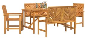 vidaXL Σέτ φαγητού για κήπο 5 pcs Καφέ 150 x 90 x 74 cm