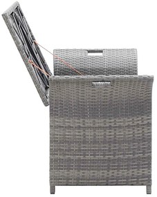 vidaXL Πάγκος Αποθήκευσης Γκρι 138 εκ. Συνθετικό Ρατάν με Μαξιλάρι