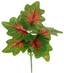 CALADIUM S-78271 Τεχνητό Φυτό Καλάδιο - Μπουκέτο Διακοσμητικών Φυτών - Κλαδιών με Φύλλωμα Πράσινο - Κόκκινο - Κίτρινο Υ28cm Glob S-78271