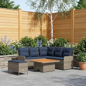 vidaXL Σύνολα επίπλων με μαξιλάρι 5 pcs Γκρι και Navy Blue Ράτα PE