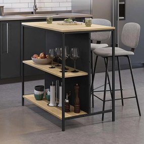 Megapap Τραπέζι Μπαρ Detroit Sapphire Oak - Silky Black