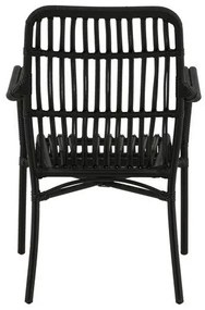 Καρέκλα εξωτερικού χώρου Dallas 3840, 90x57x64cm, Μαύρο, Μέταλλο, Πλαστικό ψάθινο | Epipla1.gr