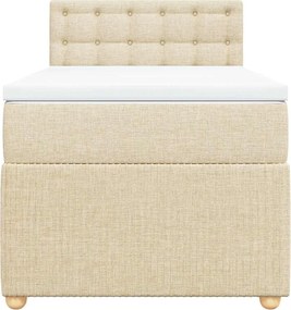 vidaXL Κρεβάτι Boxspring με Στρώμα Κρεμ 90x190 εκ.Υφασμάτινο
