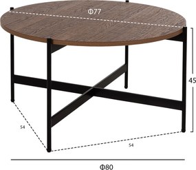 ΤΡΑΠΕΖΙ ΣΑΛΟΝΙΟΥ HM9588.04 MDF ΚΑΡΥΔΙ-ΜΑΥΡΗ ΜΕΤΑΛΛΙΚΗ ΒΑΣΗ Φ80x45Υεκ.