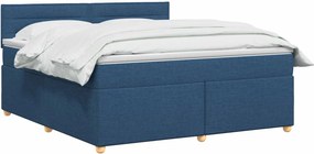 vidaXL Κρεβάτι box spring με στρώμα Μπλε 140 x 190 cm Ύφασμα