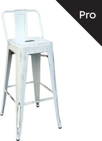 RELIX Σκαμπό Bar-Pro με Πλάτη, Μέταλλο Βαφή Antique White   1τμχ