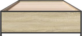 vidaXL Πλαίσιο Κρεβατιού Sonoma Δρυς 75 x 190 εκ. Επεξ. Ξύλο &amp; Μέταλλο