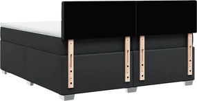 vidaXL Κρεβάτι Boxspring με Στρώμα Μαύρο 200x200 εκ. Συνθετικό Δέρμα