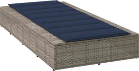 vidaXL Ξαπλώστρα με αιωρούμενο μαξιλάρι Γκρι Poly Rattan