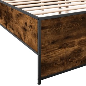 vidaXL Πλαίσιο Κρεβατιού Καπνιστή Δρυς 180x200εκ. Επεξ. Ξύλο &amp; Μέταλλο