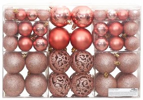 vidaXL Χριστουγεννιάτικες Μπάλες 100 τεμ. Ροζ / Τριανταφυλλί 3/4/6 εκ.