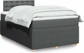 vidaXL Κρεβάτι Boxspring με Στρώμα Σκούρο Γκρι 120x190 εκ Υφασμάτινο